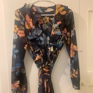 Small who what wear floral wrap dress.